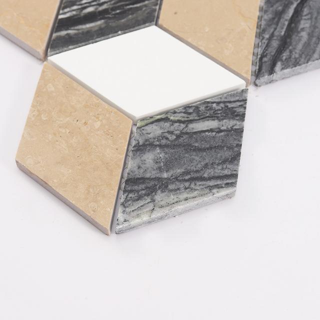Cube Marble Bathroom Mosaic Tile — mosaic ghép nghệ thuật bằng đá marble tự nhiên