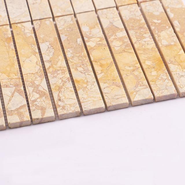 Yellow Beige Marble Strip Mosaic Wall Tile — mosaic thanh dài (linear) bằng đá marble beige