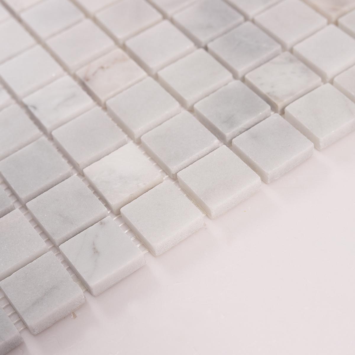 Carrara Venato Square Honed Marble Mosaic Tiles — mosaic vuông bằng đá marble trắng Carrara