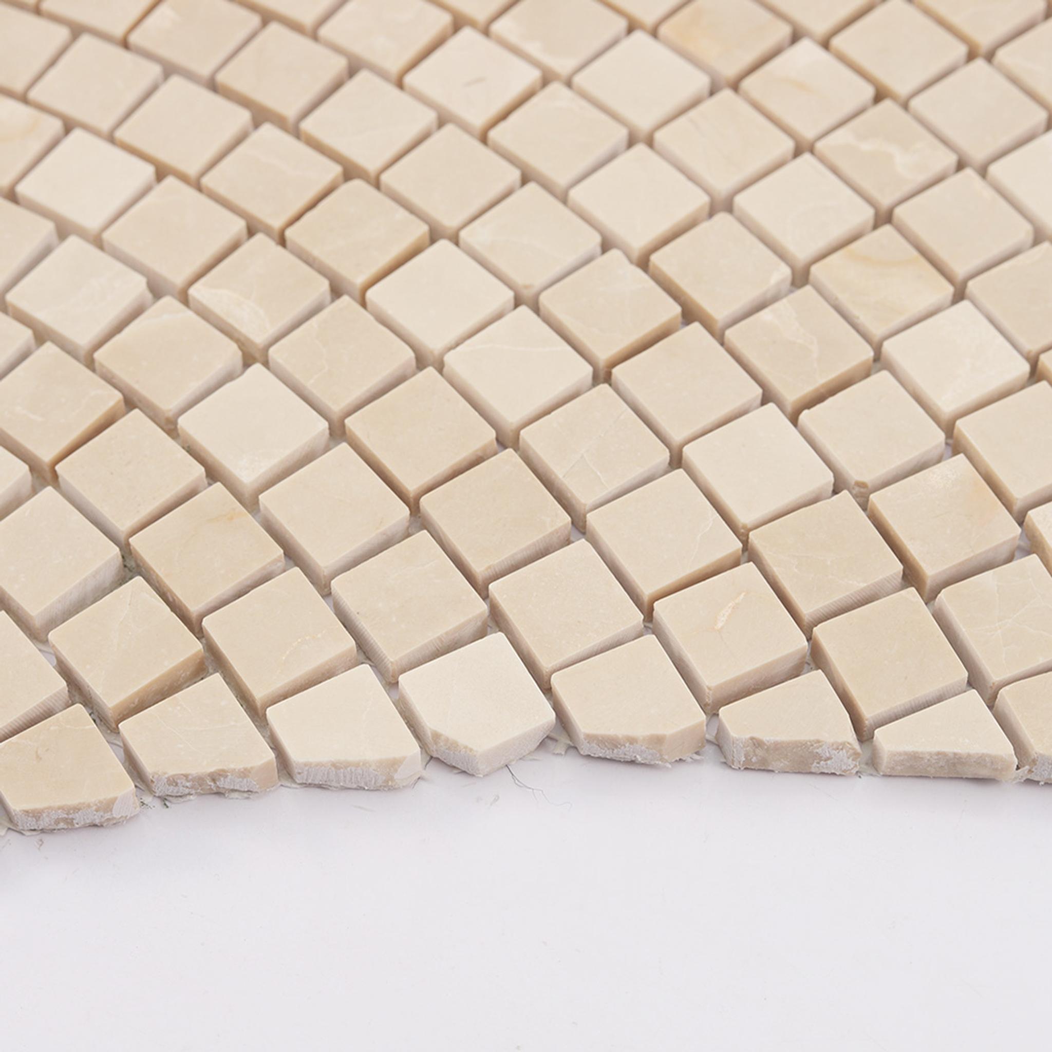 Beige Fan-Shaped Marble Mosaic — mosaic nan quạt bằng đá marble beige