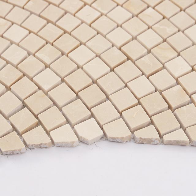 Beige Fan-Shaped Marble Mosaic — mosaic nan quạt bằng đá marble beige