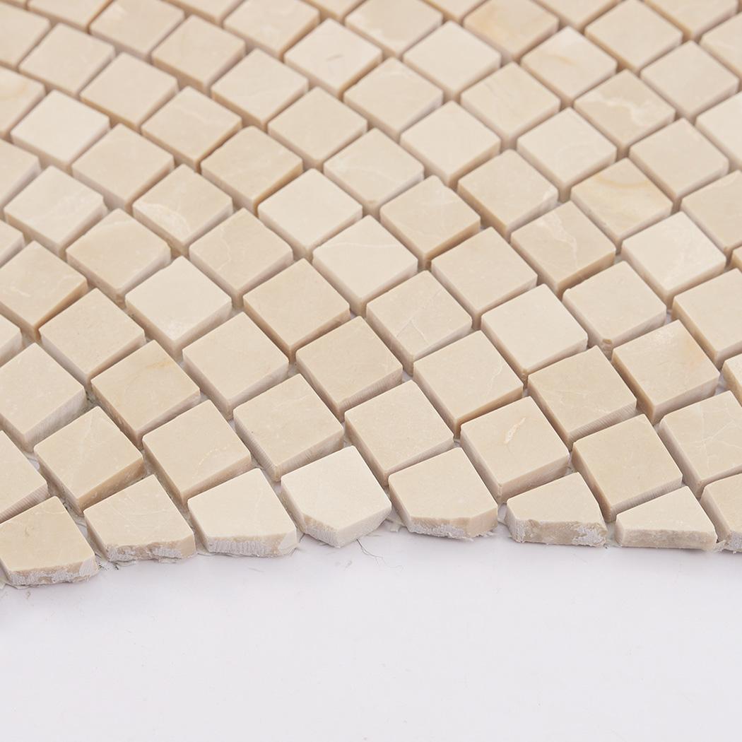 Beige Fan-Shaped Marble Mosaic — mosaic nan quạt bằng đá marble beige