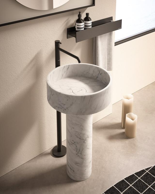 Lavabo Filorigo đặt sàn — lavabo đá tự nhiên Rochelle