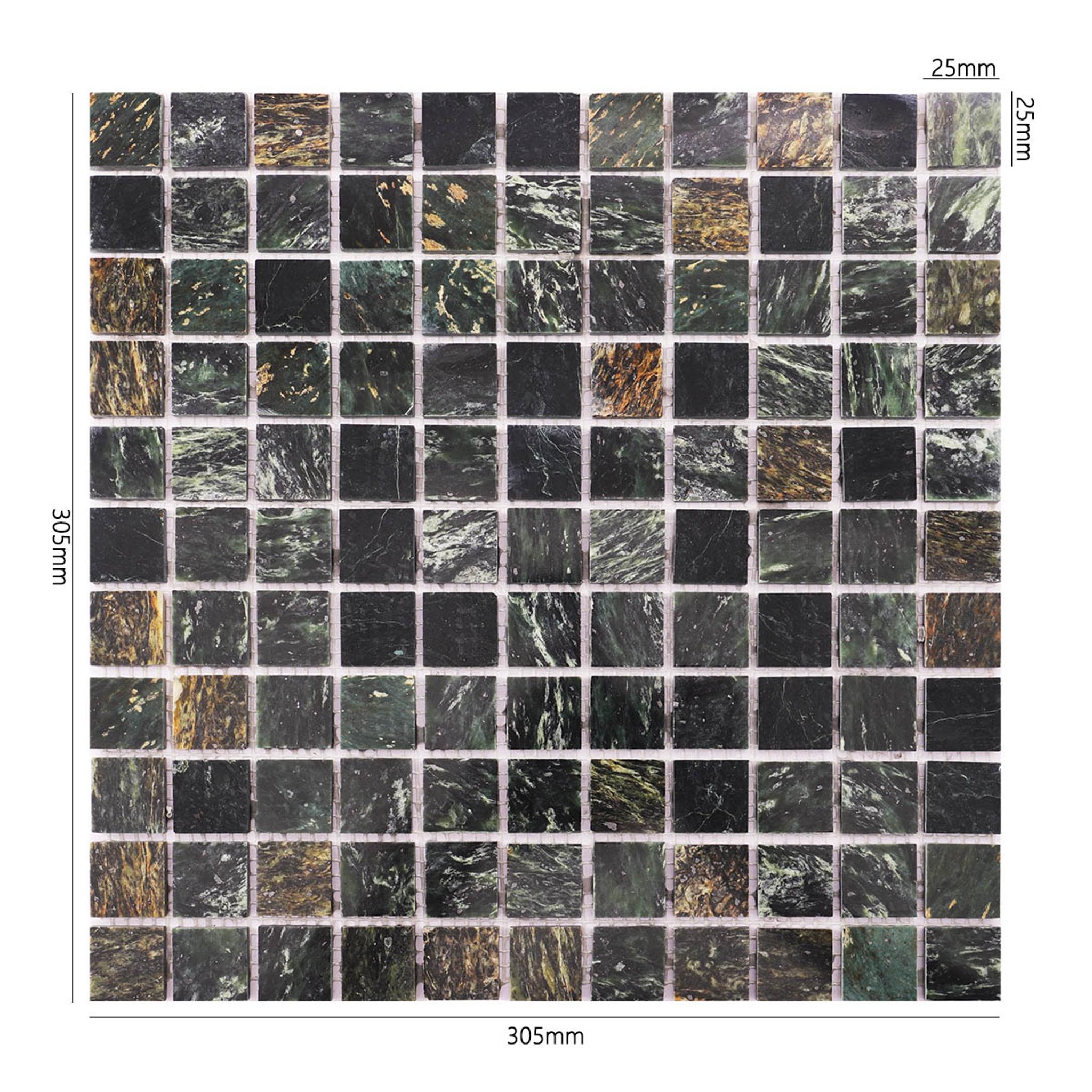 Empress Green Marble Mosaic Tiles 23x23mm — mosaic ghép nghệ thuật bằng đá marble xanh lục