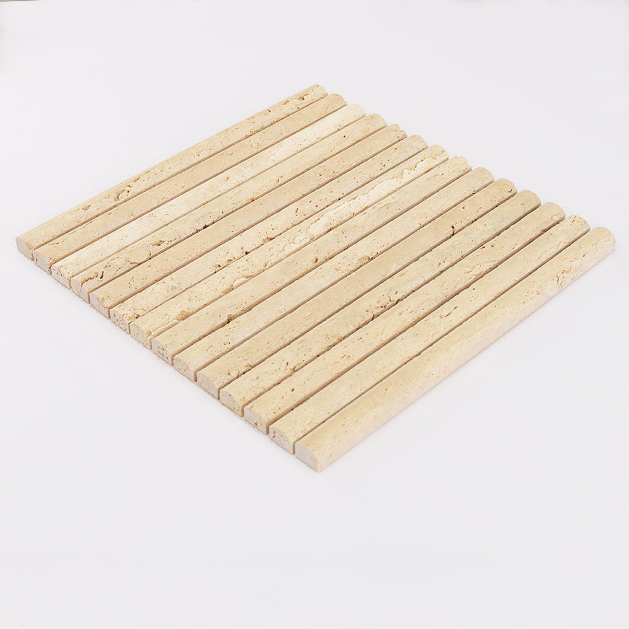 Beige Travertine Vertical Liner Mosaic Tile for Kitchen and Bathroom — mosaic ghép nghệ thuật bằng đá travertine beige