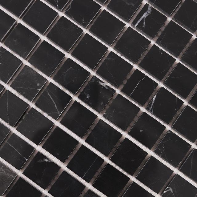 Nero Marquina Square Marble Mosaic Tiles — mosaic vuông bằng đá marble đen