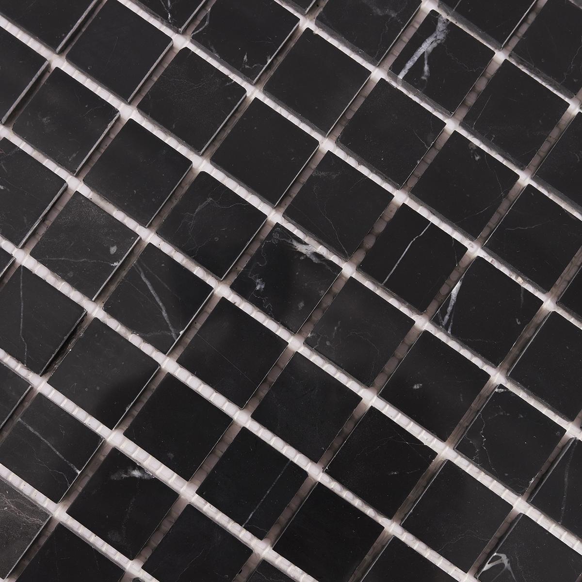 Nero Marquina Square Marble Mosaic Tiles — mosaic vuông bằng đá marble đen