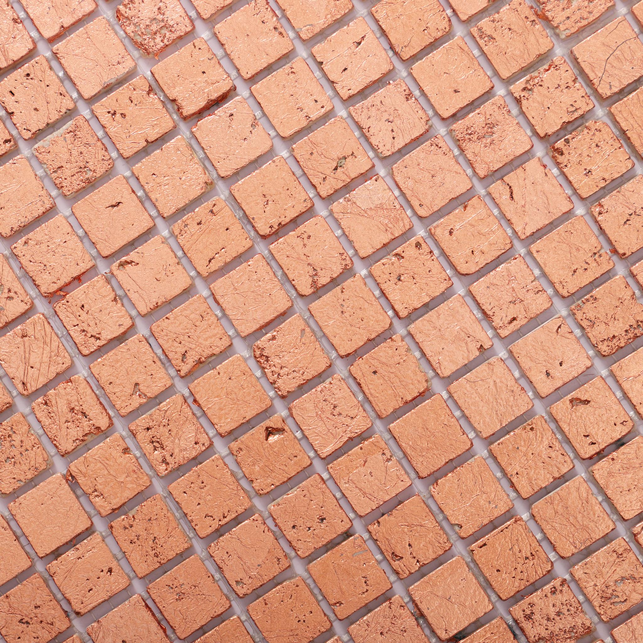 Rose Gold Foil Marble Mosaic Backsplash Tiles — mosaic ghép nghệ thuật bằng đá travertine vàng