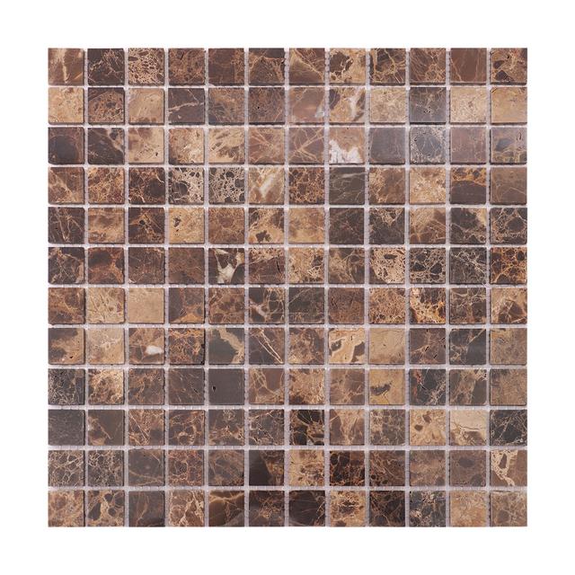 Emperador Brown Marble Mosaic Tiles 23x23mm — mosaic ghép nghệ thuật bằng đá marble nâu & nâu Emperador