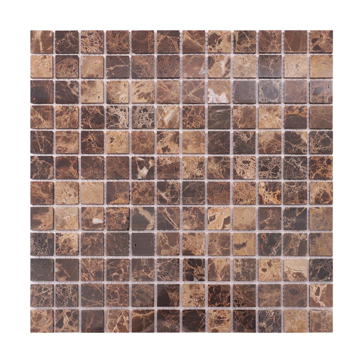 Emperador Brown Marble Mosaic Tiles 23x23mm — mosaic ghép nghệ thuật bằng đá marble nâu & nâu Emperador