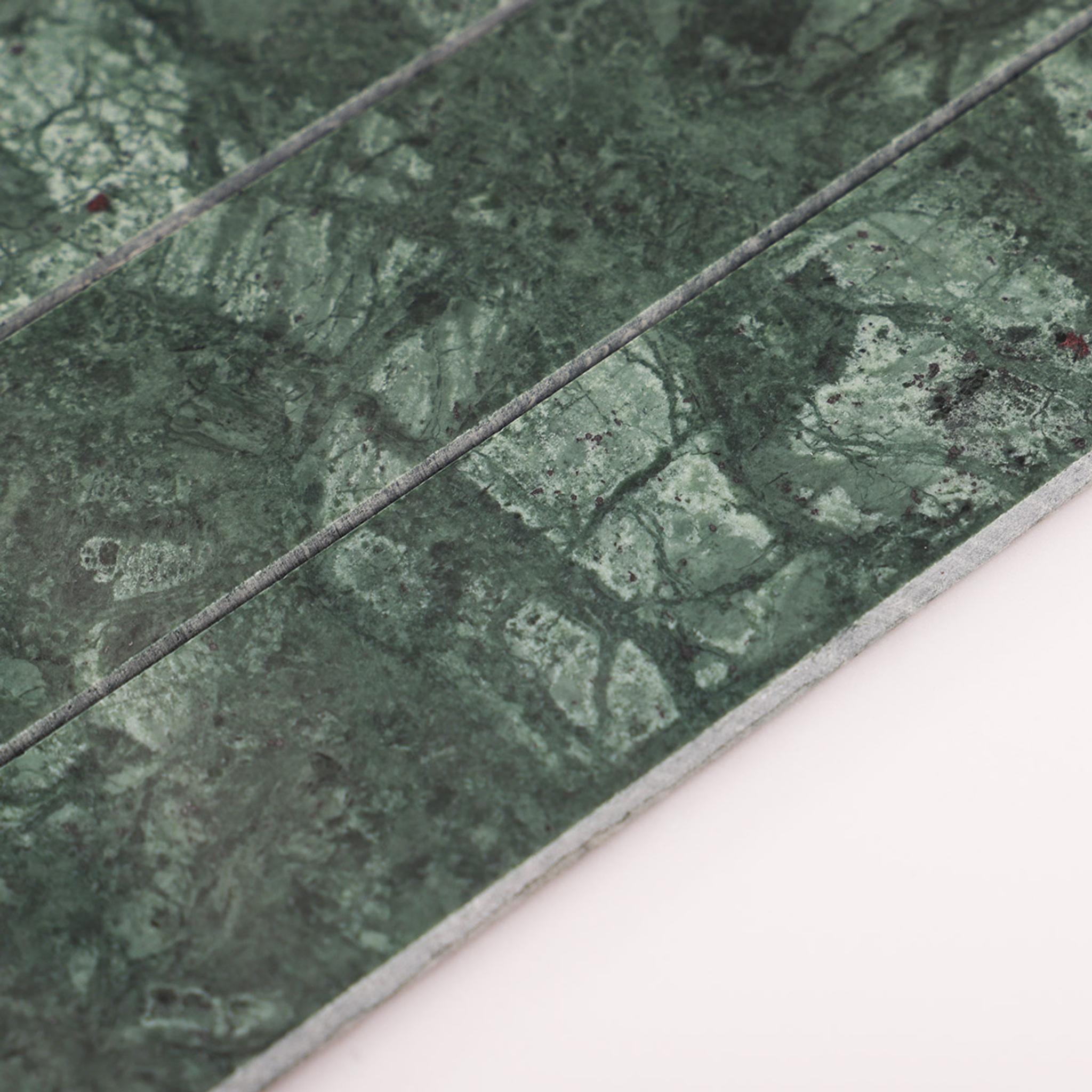 Long Stripe Dark Green Marble Vertical Subway Tile — mosaic subway (gạch thẻ) bằng đá marble xanh lục
