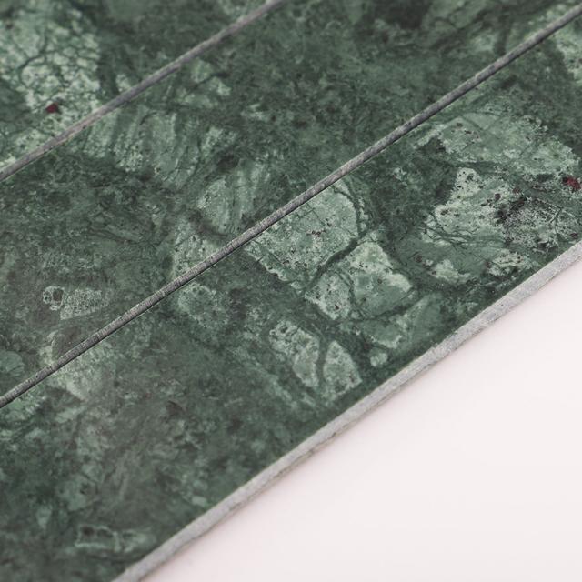 Long Stripe Dark Green Marble Vertical Subway Tile — mosaic subway (gạch thẻ) bằng đá marble xanh lục
