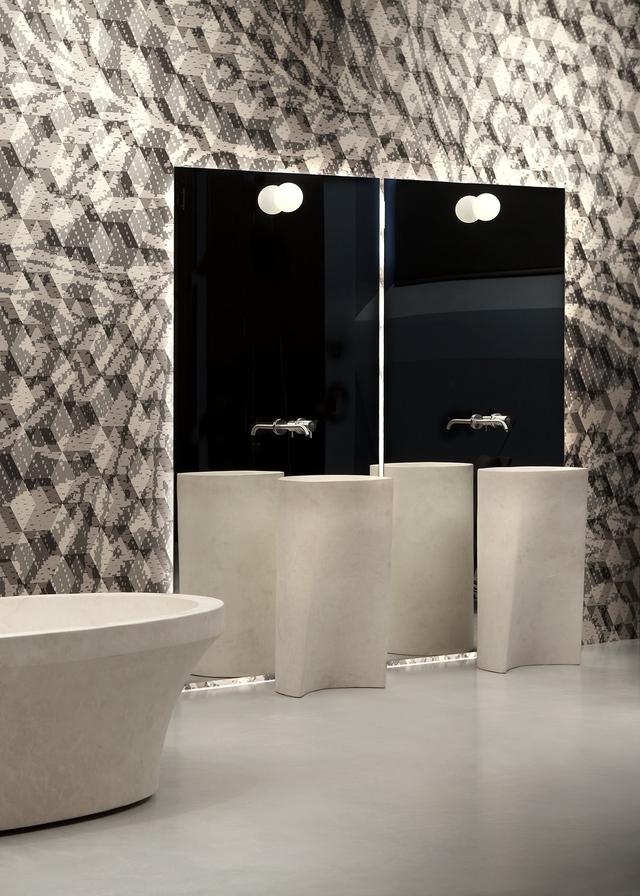 Lavabo Rilievo đặt sàn — lavabo đá tự nhiên Rochelle