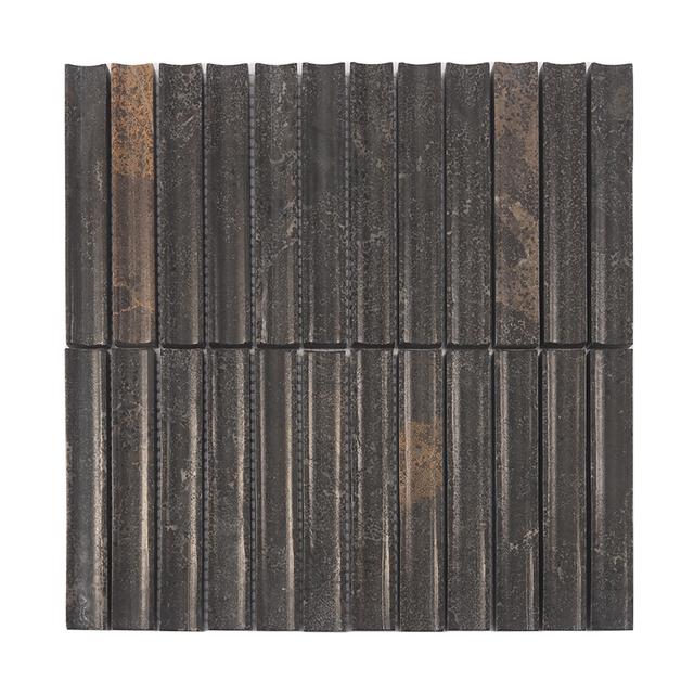 Dark Brown Fluted Marble Mosaic Tile — mosaic rãnh sọc (fluted) bằng đá marble nâu