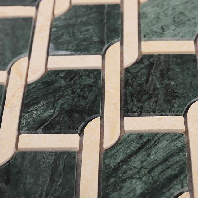 Rockart Medallion Green Marble Mosaic Tiles — mosaic ghép nghệ thuật bằng đá marble xanh lục