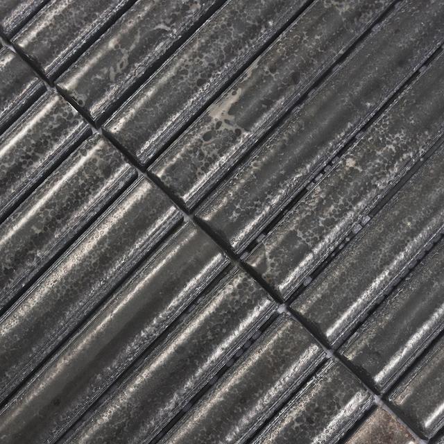 Dark Brown Fluted Marble Mosaic — mosaic rãnh sọc (fluted) bằng đá marble nâu trầm