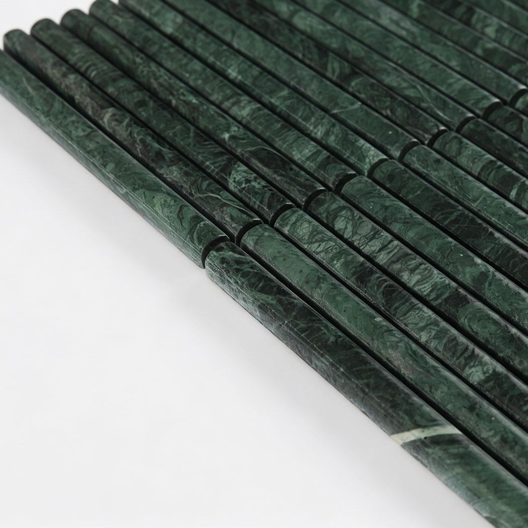 Green Concave Fluted Marble Tile Stacked Mosaic — mosaic rãnh sọc (fluted) bằng đá marble xanh lục