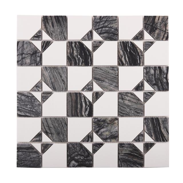 Wood-Vein Dark & White Marble Mosaic Tiles — Rochelle Rochelle Stone