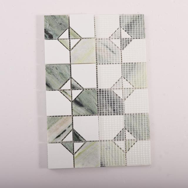 Ming Green and White Thassos Marble Tiles — mosaic ghép nghệ thuật bằng đá marble trắng & xanh lục