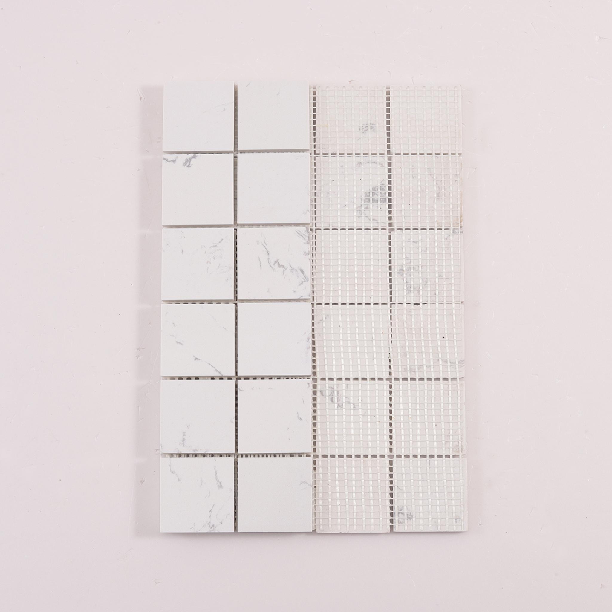 White Square Polished Marble Mosaic Tiles — mosaic vuông bằng đá marble trắng