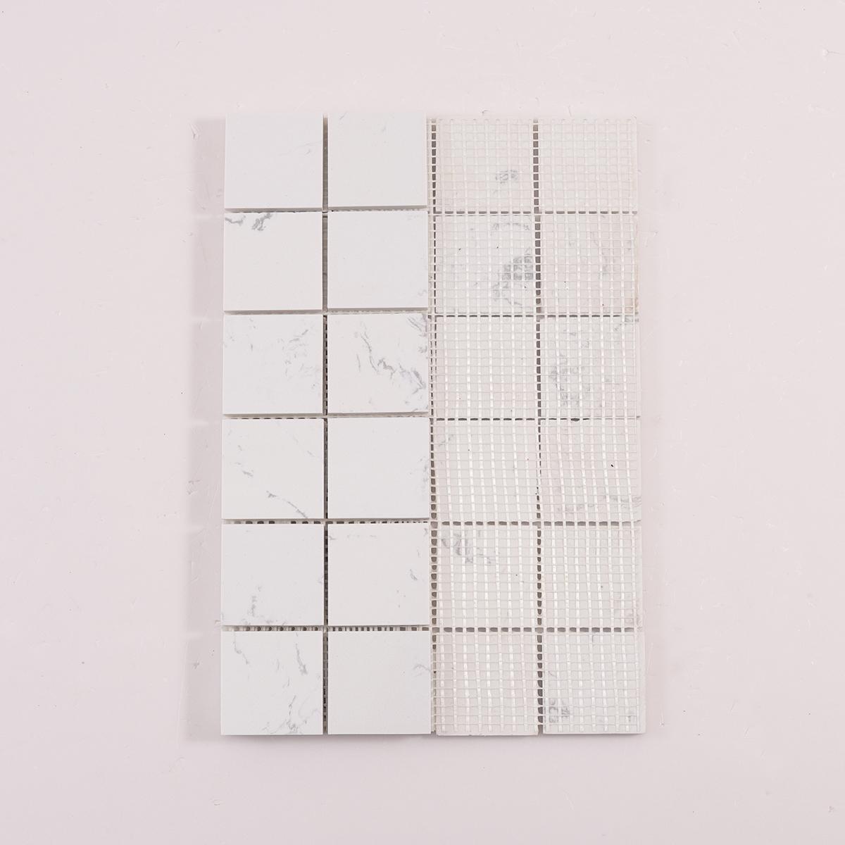White Square Polished Marble Mosaic Tiles — mosaic vuông bằng đá marble trắng