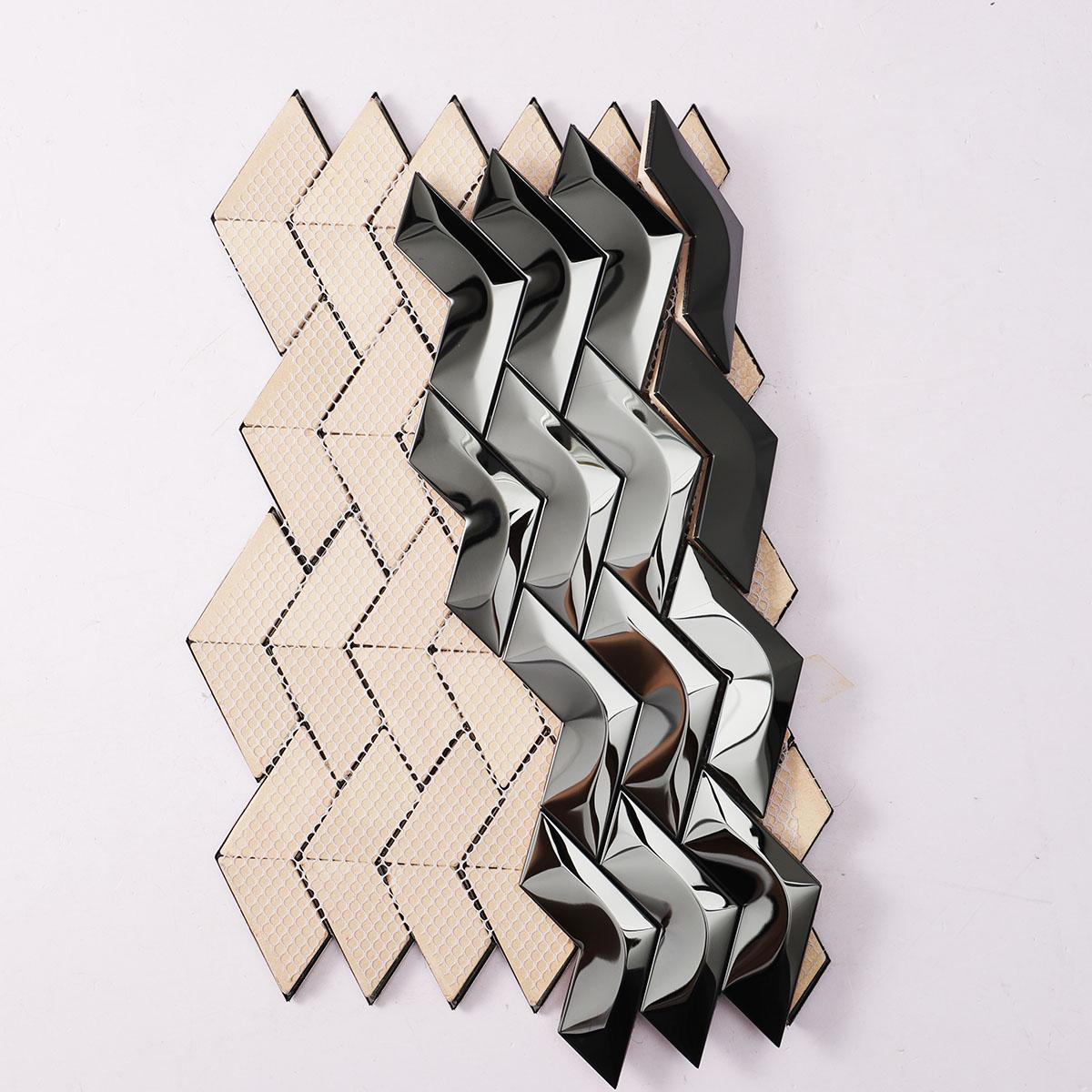 Black Chevron Mosaic — mosaic chevron (mũi tên) bằng kim loại đen