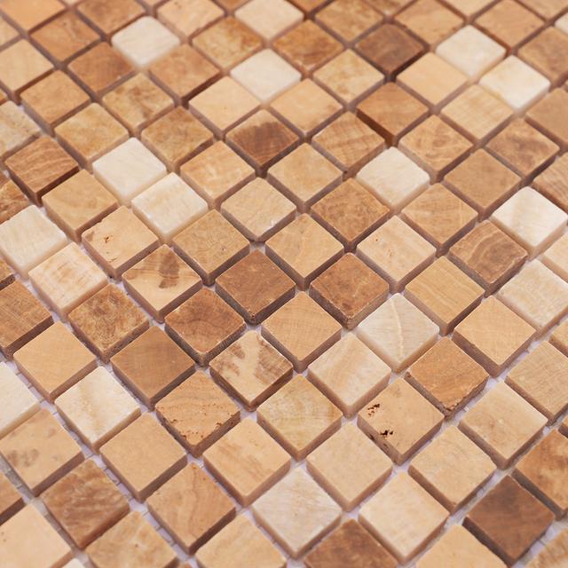 Light Brown Square Marble Mosaic Tile — mosaic vuông bằng đá marble nâu
