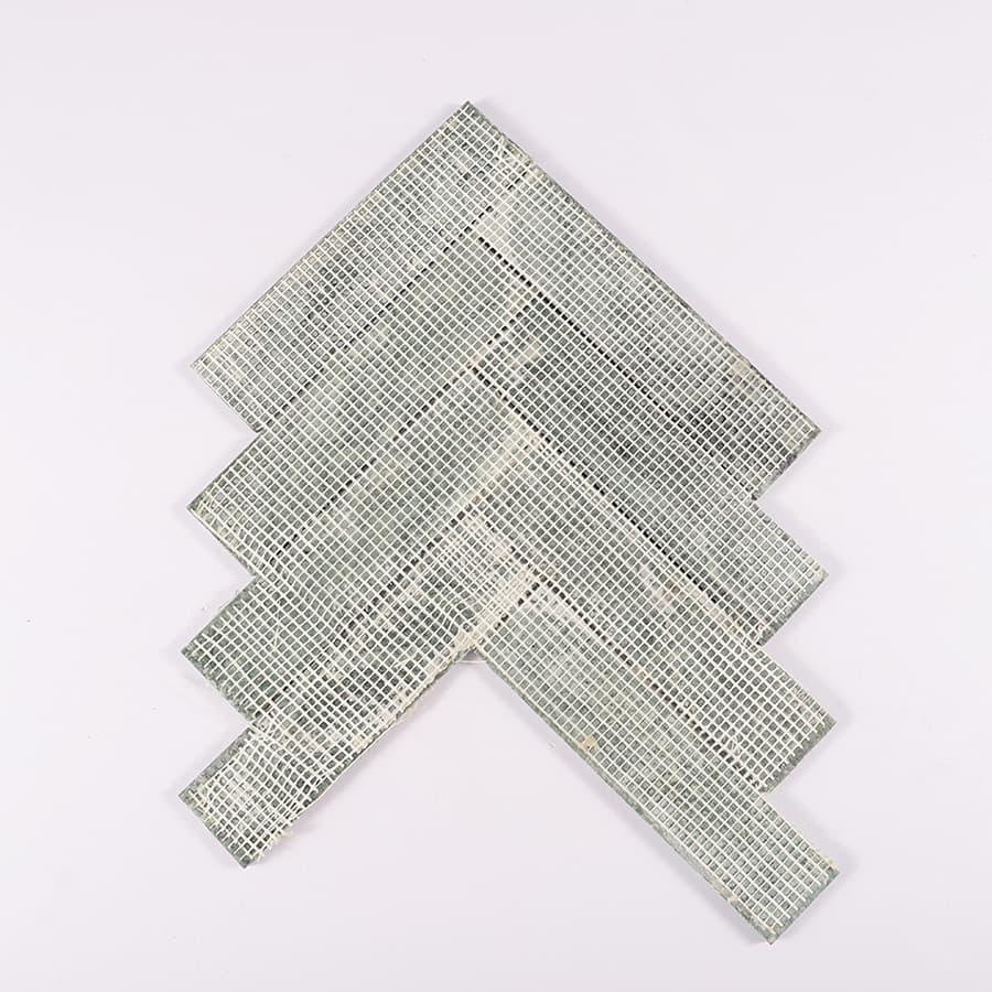 Verde Green Herringbone Polished Marble Mosaic Tile — mosaic xương cá bằng đá marble xanh lục
