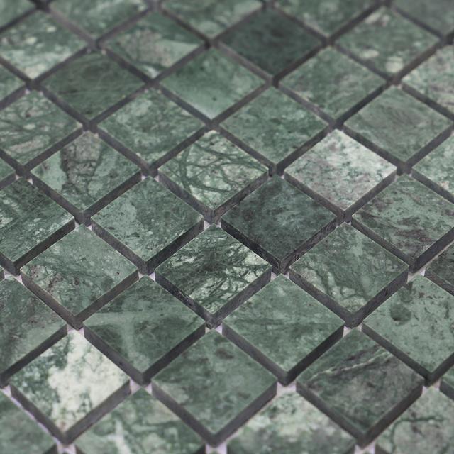 Green Square Honed Natural Marble Mosaic Tiles — mosaic vuông bằng đá marble xanh lục