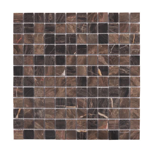 Dark Emperador Square Marble Mosaic — mosaic vuông bằng đá marble nâu Emperador