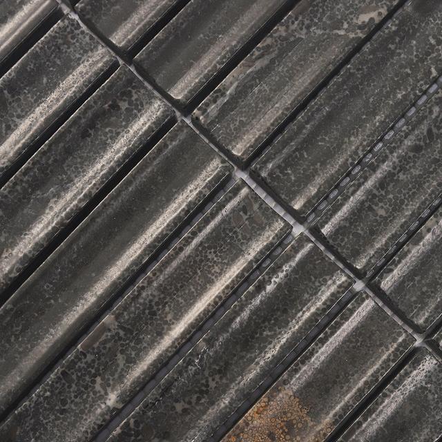 Dark Brown Fluted Marble Mosaic Tile — mosaic rãnh sọc (fluted) bằng đá marble nâu