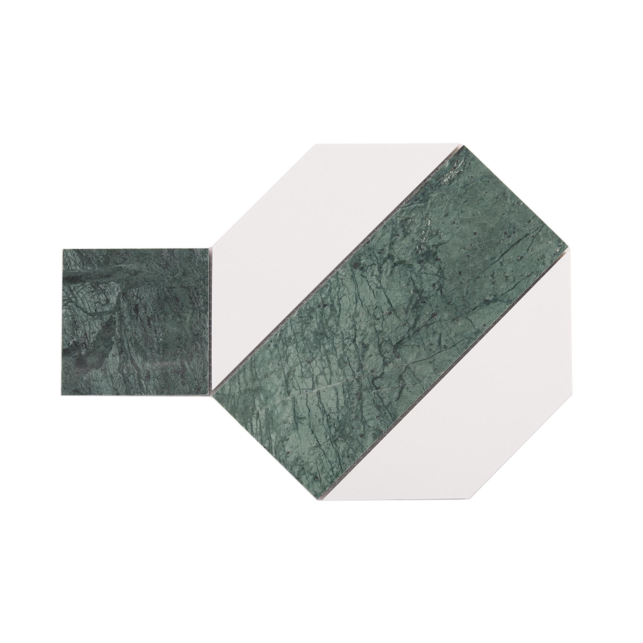 Green and White Big Hexagon Marble — mosaic lục giác bằng đá marble xanh lục & trắng