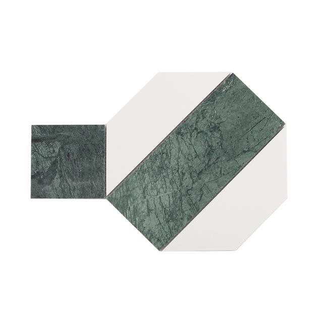 Green and White Octagon Marble Mosaic (mosaic bát giác trắng chấm xanh lục) — Rochelle Rochelle Stone