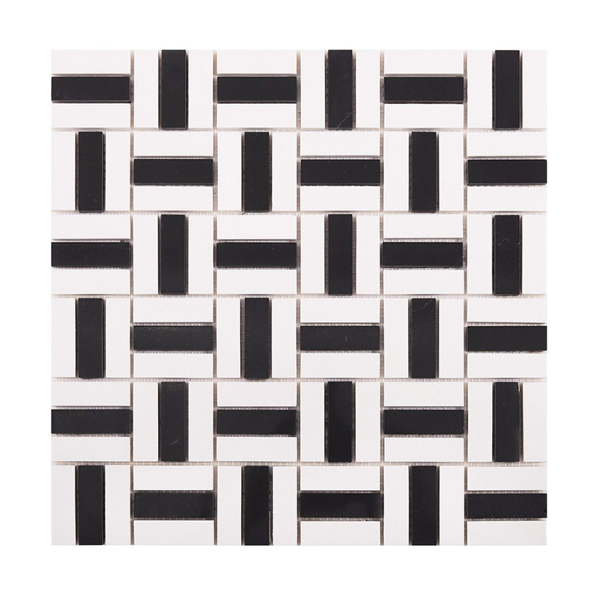 Black and White Faux Marble Mosaic Tiles — mosaic ghép nghệ thuật bằng đá marble đen & trắng