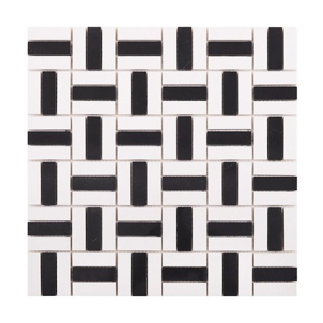 Black and White Pinwheel Mosaic Tiles (mosaic đen trắng ghép chong chóng) — Rochelle Rochelle Stone