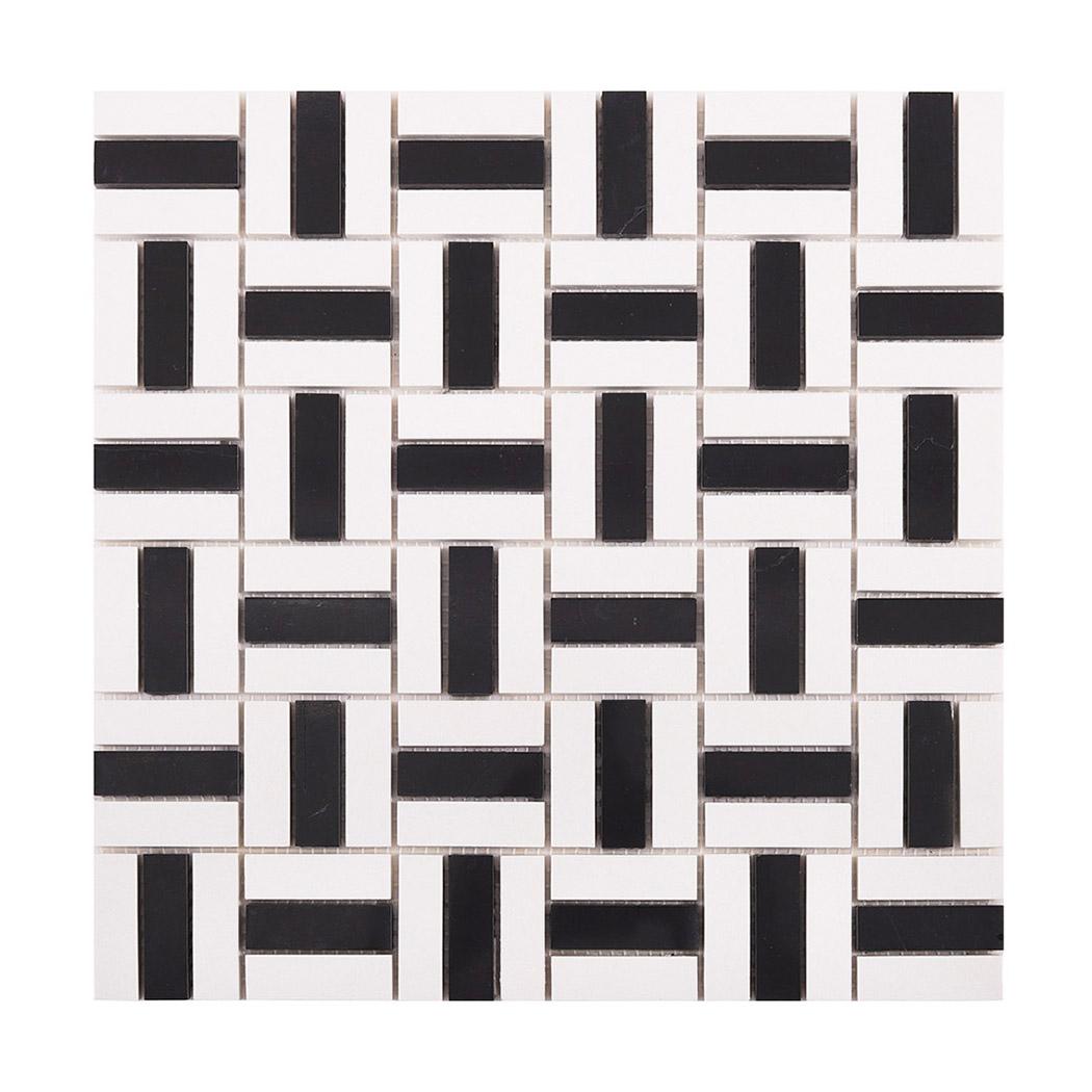 Black and White Faux Marble Mosaic Tiles — mosaic ghép nghệ thuật bằng đá marble đen & trắng