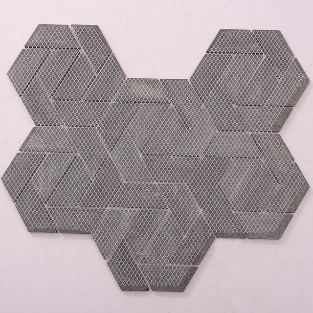 Matt Black Marble Hexagon Mosaic Tiles for Modern Spaces — mosaic lục giác bằng đá marble đen
