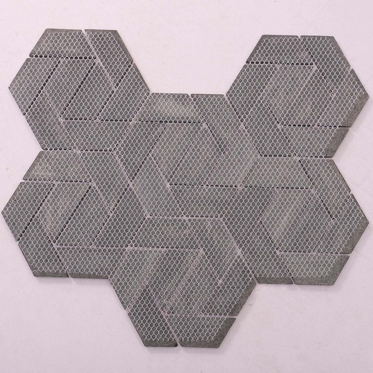 Matt Black Marble Hexagon Mosaic Tiles for Modern Spaces — mosaic lục giác bằng đá marble đen