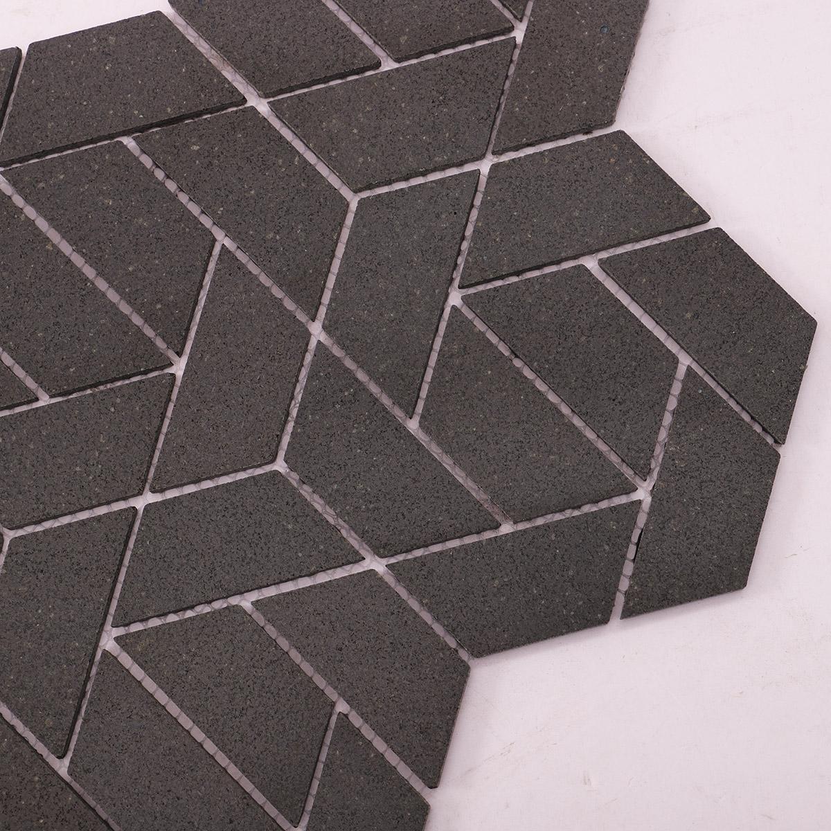 Matt Black Marble Hexagon Mosaic Tiles for Modern Spaces — mosaic lục giác bằng đá marble đen