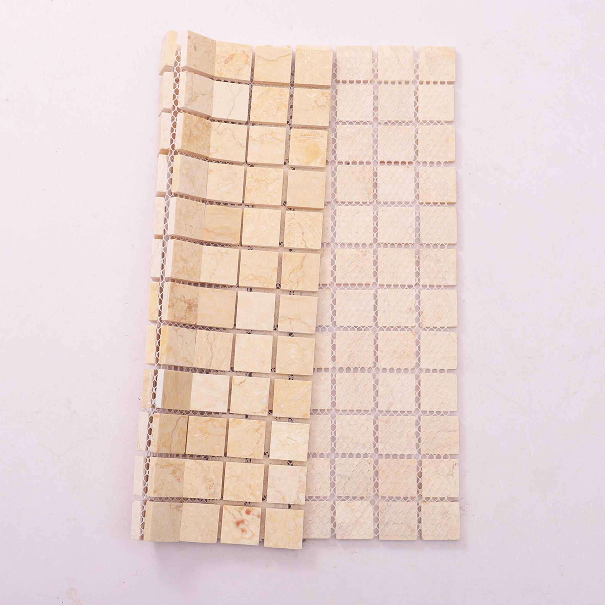 Crema Marfil Square Marble Mosaic Tiles 23X23 — mosaic vuông bằng đá marble tự nhiên
