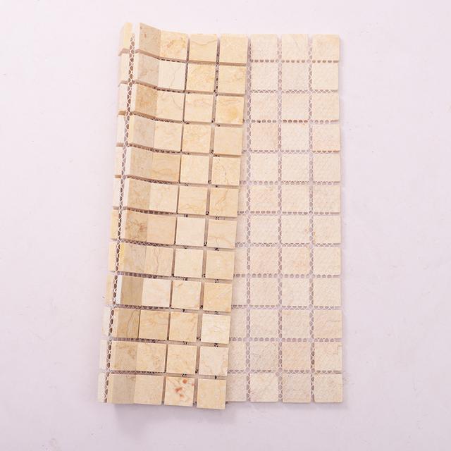 Crema Marfil Square Marble Mosaic Tiles 23X23 — mosaic vuông bằng đá marble tự nhiên