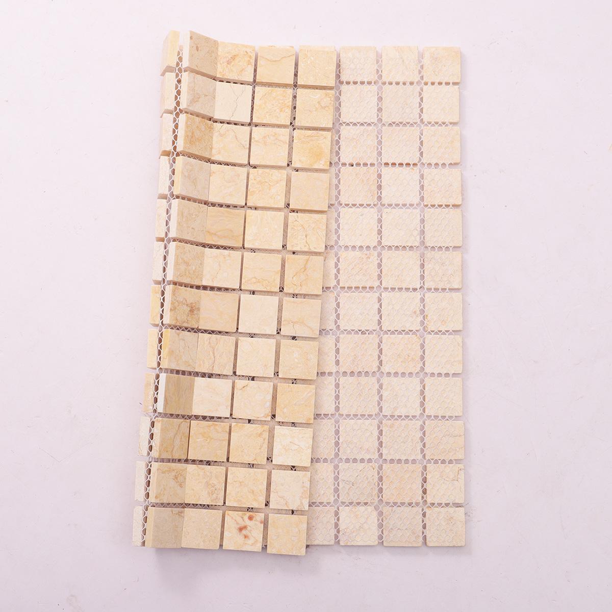 Crema Marfil Square Marble Mosaic Tiles 23X23 — mosaic vuông bằng đá marble tự nhiên