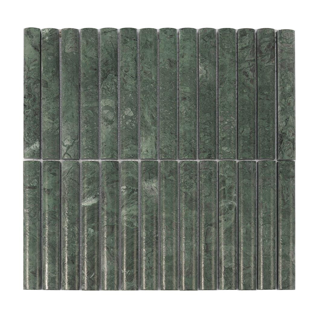Dark Green Fluted Marble Kit Kat Wall Tile Bathroom Mosaic — mosaic rãnh sọc (fluted) bằng đá marble xanh lục