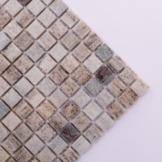 Gray Wooden Square Marble Honed Mosaic Tile — mosaic vuông bằng đá marble xám