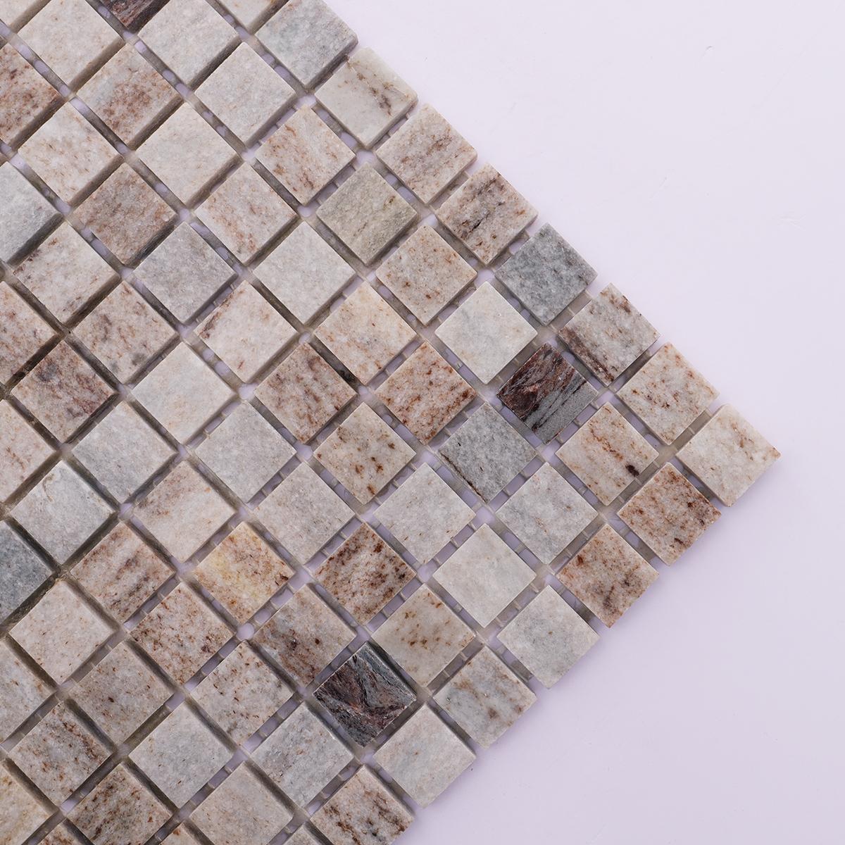 Gray Wooden Square Marble Honed Mosaic Tile — mosaic vuông bằng đá marble xám