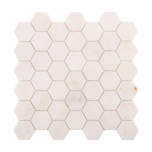 Crystal White Hexagon Marble Mosaic Tiles — mosaic lục giác bằng đá marble trắng