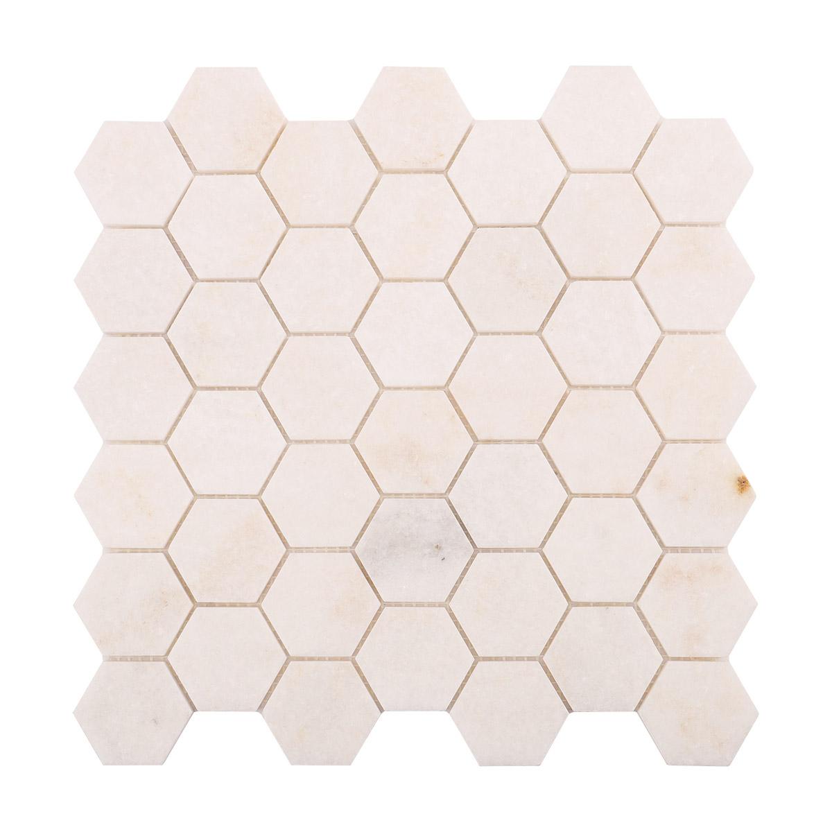 Crystal White Hexagon Marble Mosaic Tiles — mosaic lục giác bằng đá marble trắng