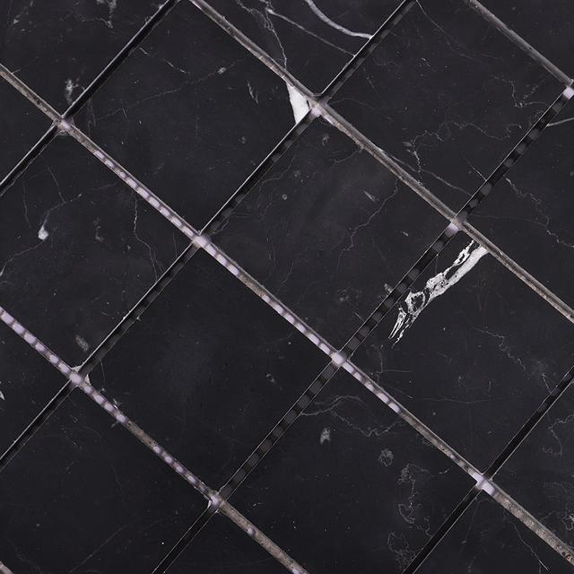 Nero Black Large Square Marble Mosaic Tile 2X2 — mosaic vuông bằng đá marble đen