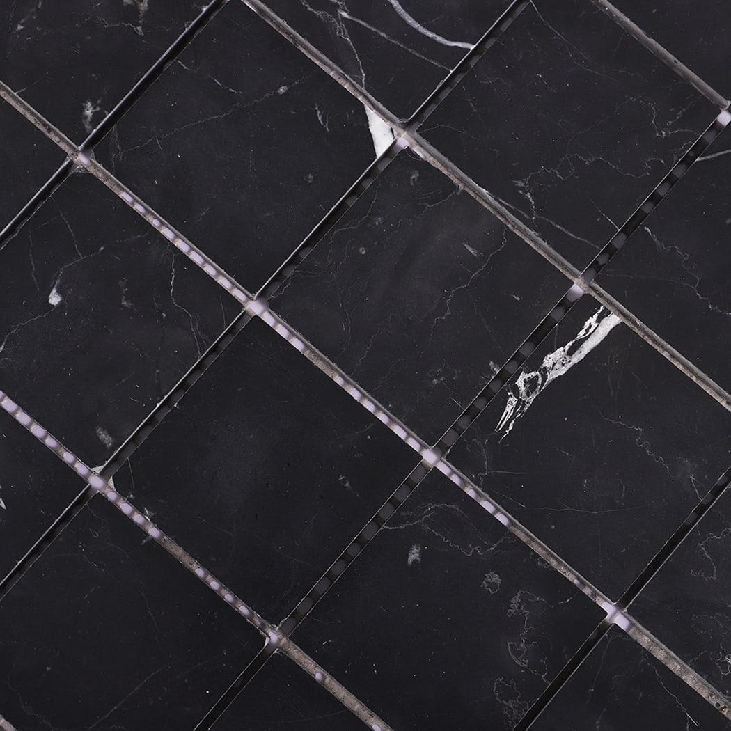 Nero Black Large Square Marble Mosaic Tile 2X2 — mosaic vuông bằng đá marble đen