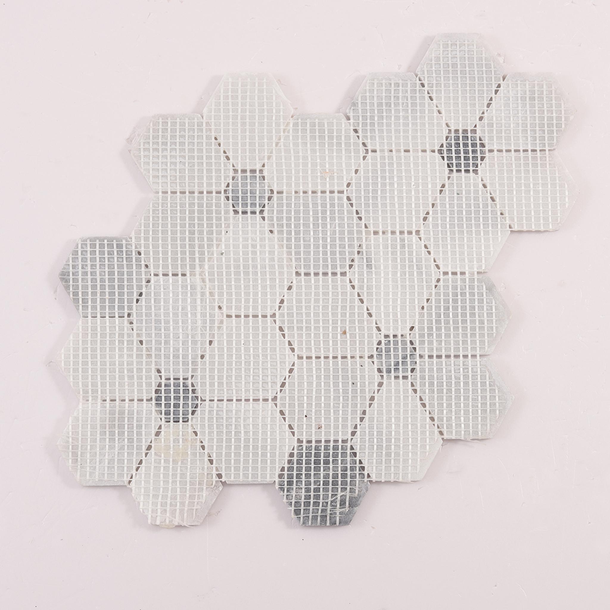 Carrara White Hexagon Flower Marble Mosaic Tiles — mosaic lục giác bằng đá marble trắng & trắng Carrara
